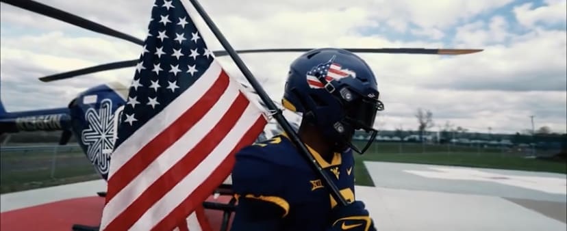 WVU true blue American flag helmet uniform