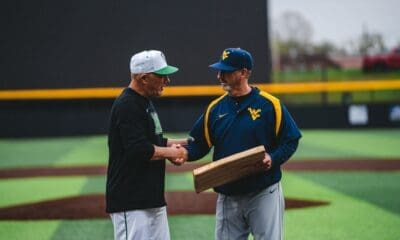 Marshall presents Randy Mazey with plaque