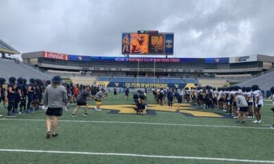 WVU Football fall camp practice at Milan Puskar Stadium for Fan Day