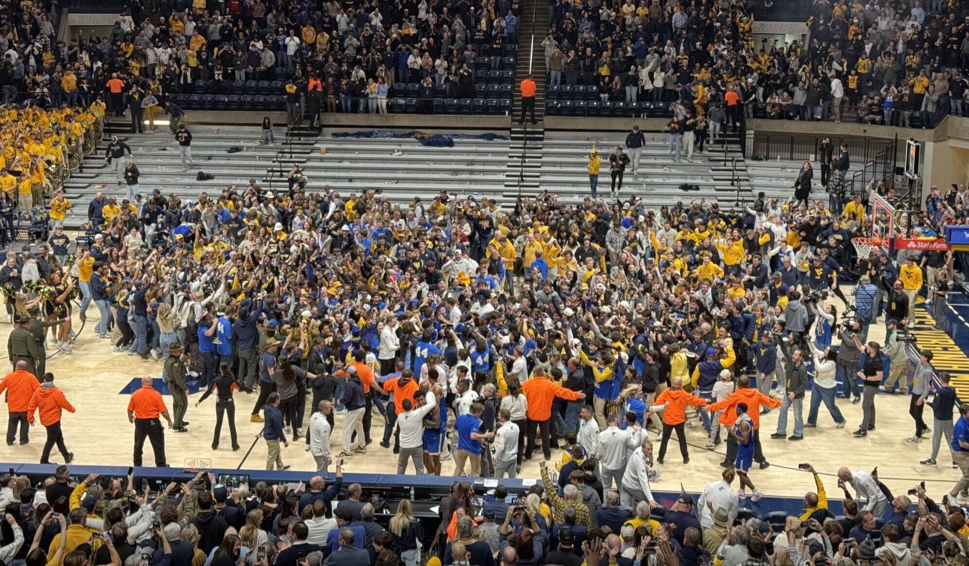 WVU Basketball crowd storm