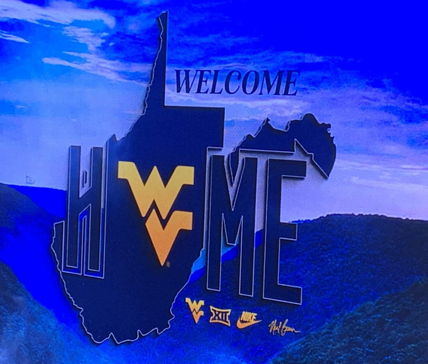 WVU Football Welcome Home sign stock