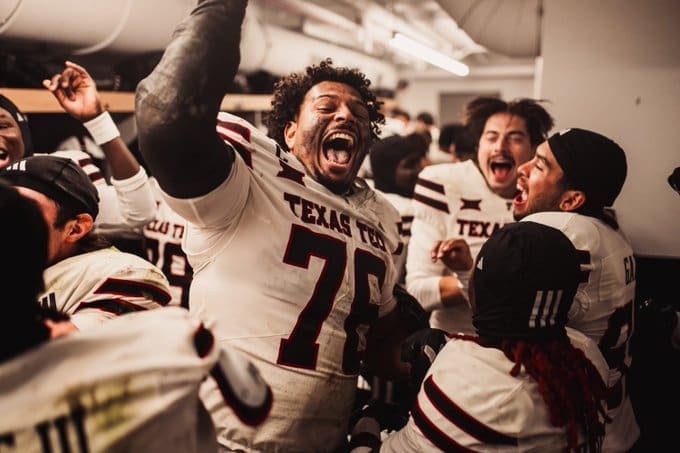 Texas Tech celebrating after big upset win over Iowa State in too Big 12 upset