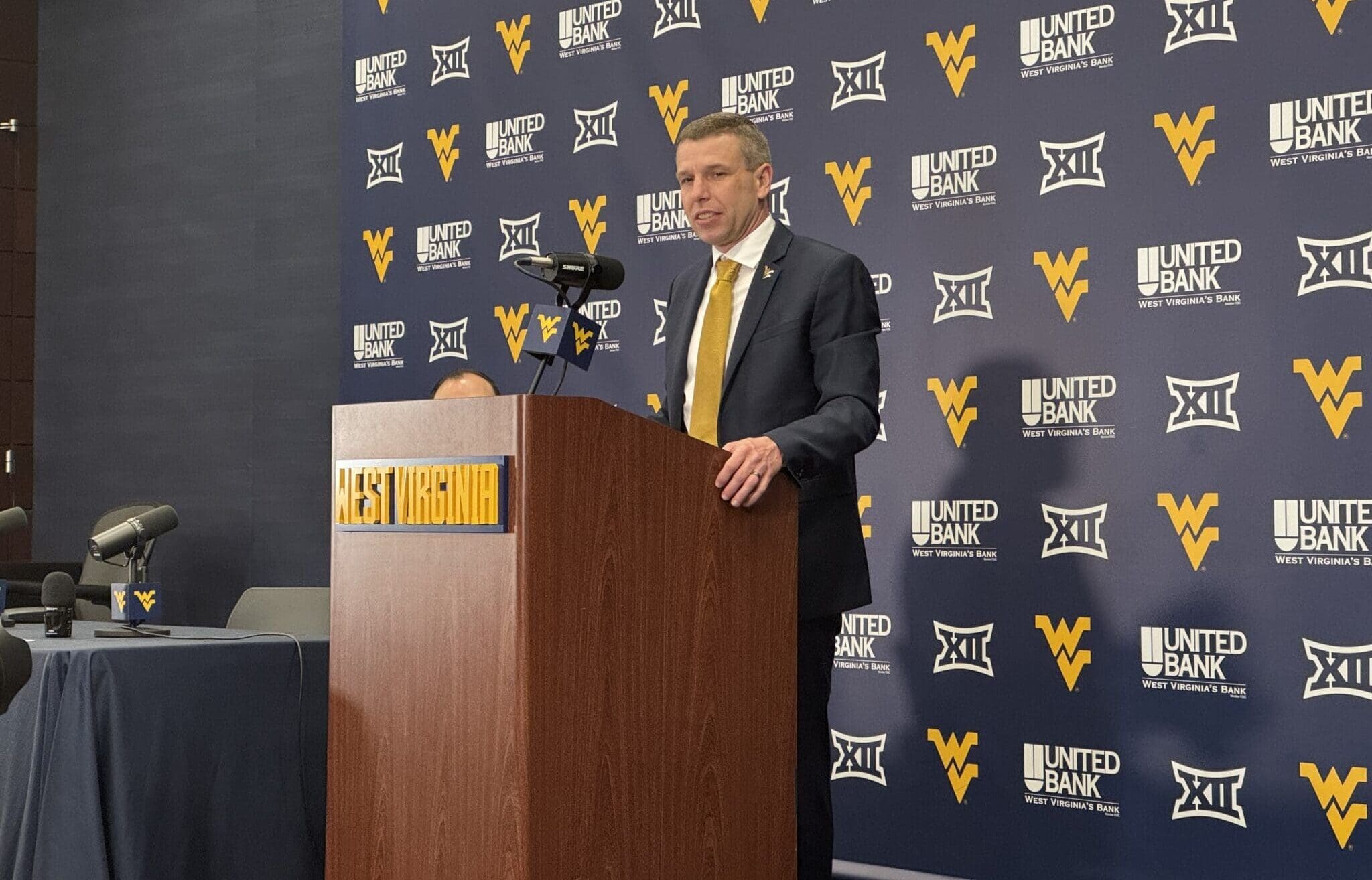 WVU Basketball HC Ross Hodge at intro press conference