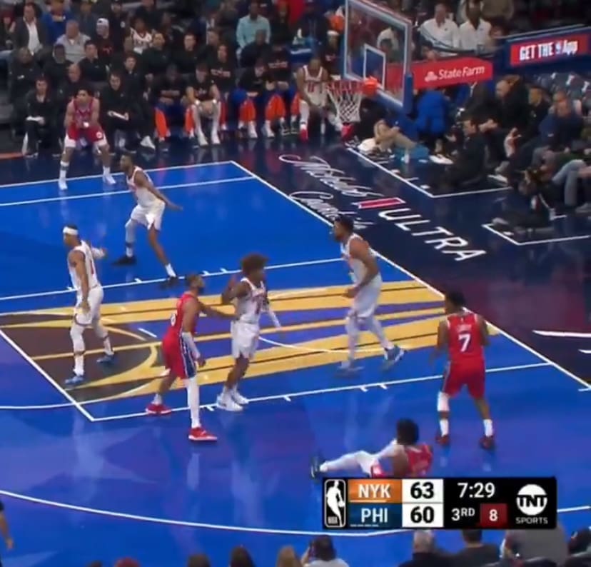 Miles McBride and Joel Embiid flop