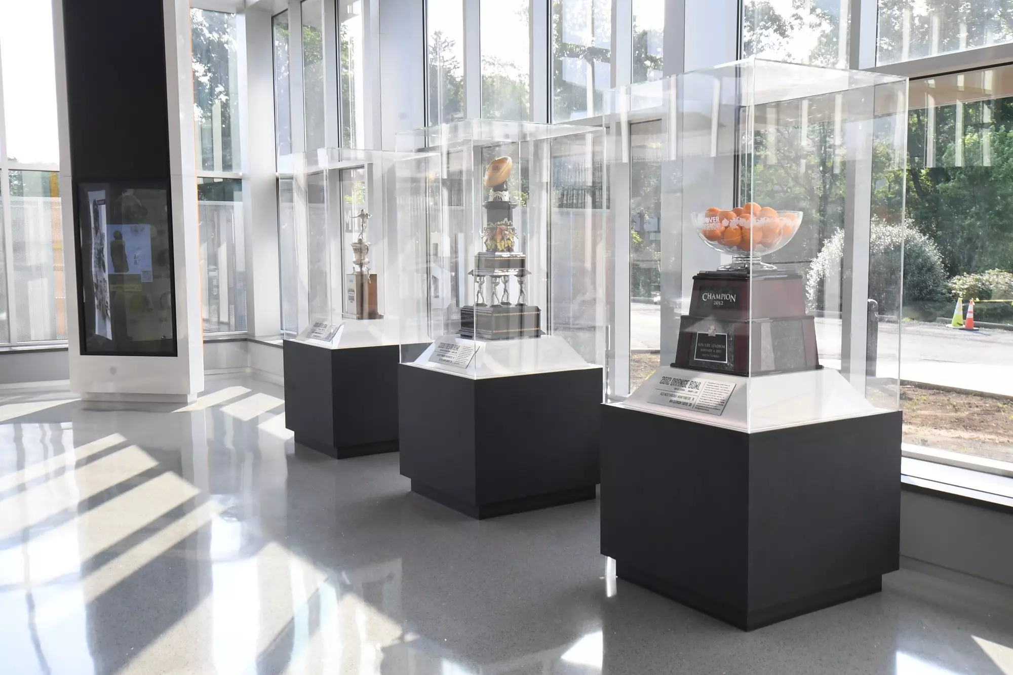 Trophies at WVU Football facility