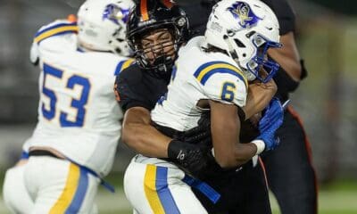 WVU Football incoming freshman linebacker Cam Torbor wraps up for a tackle. Image courtesy of Cam Torbor's Instagram account.
