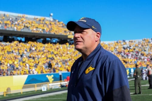WVU Football HC Rich Rodriguez against RMU in 2025 season opener