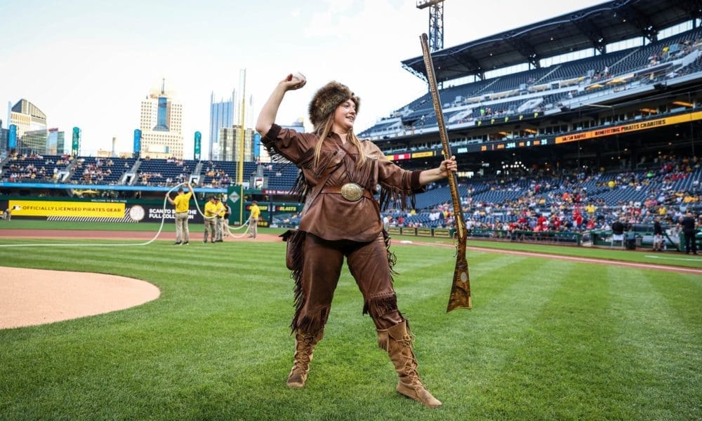 WVU Mascot Mary Mountaineer takes the field during the Backyard Brawl at PNC Park