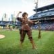 WVU Mascot Mary Mountaineer takes the field during the Backyard Brawl at PNC Park
