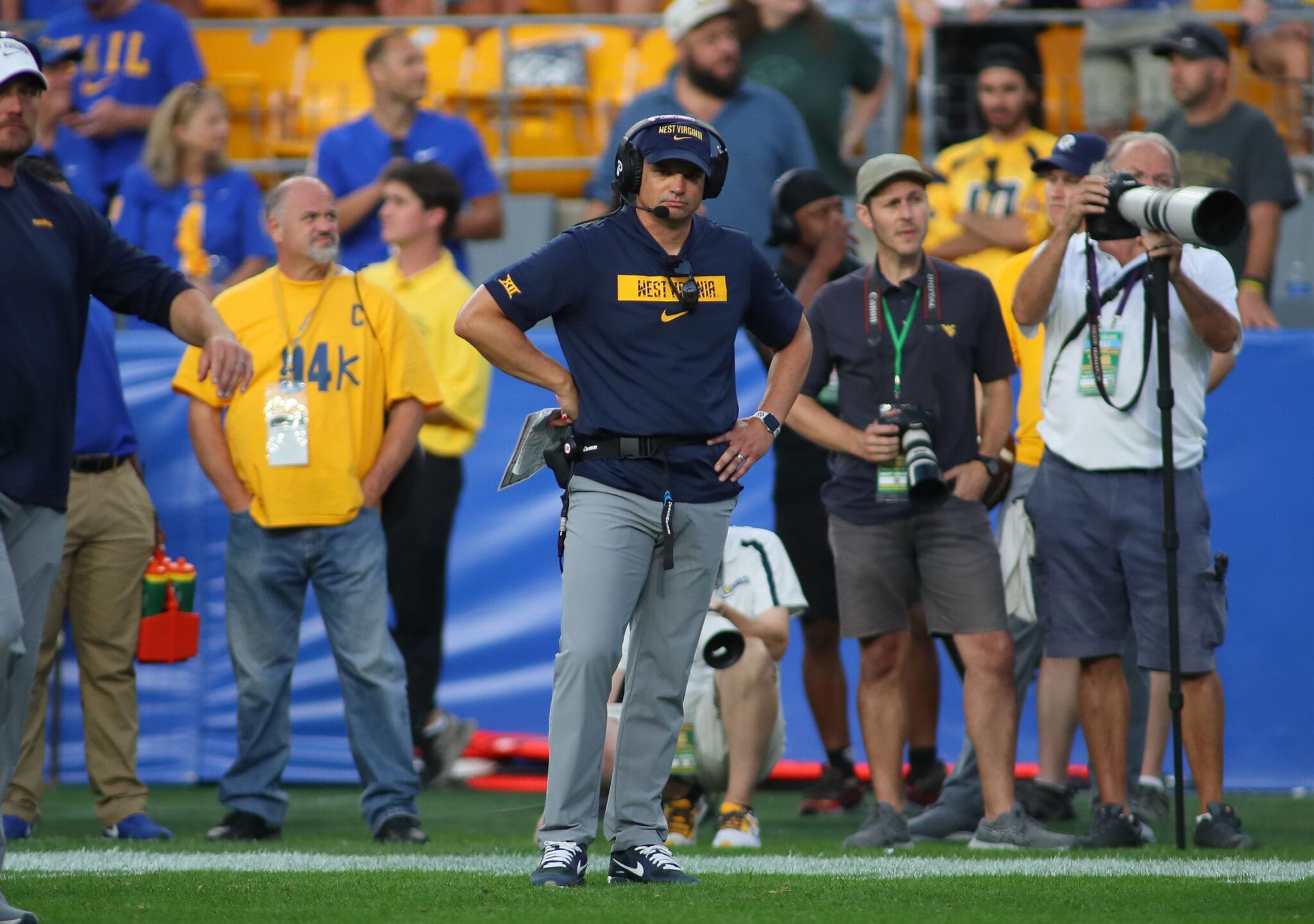 WVU Football HC Neal Brown during loss to Pitt