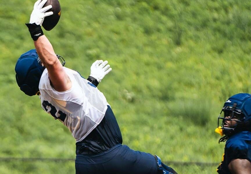 WVU Football OL Nick Krahe catch