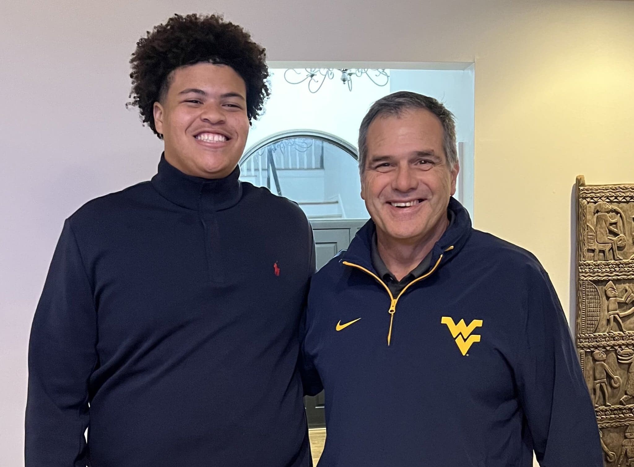 WVU Football OL recruit Richard Thigpen and Jack Bicknell