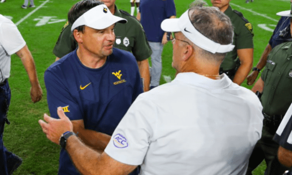 Neal Brown and Pat Narduzzi at Backyard Brawl
