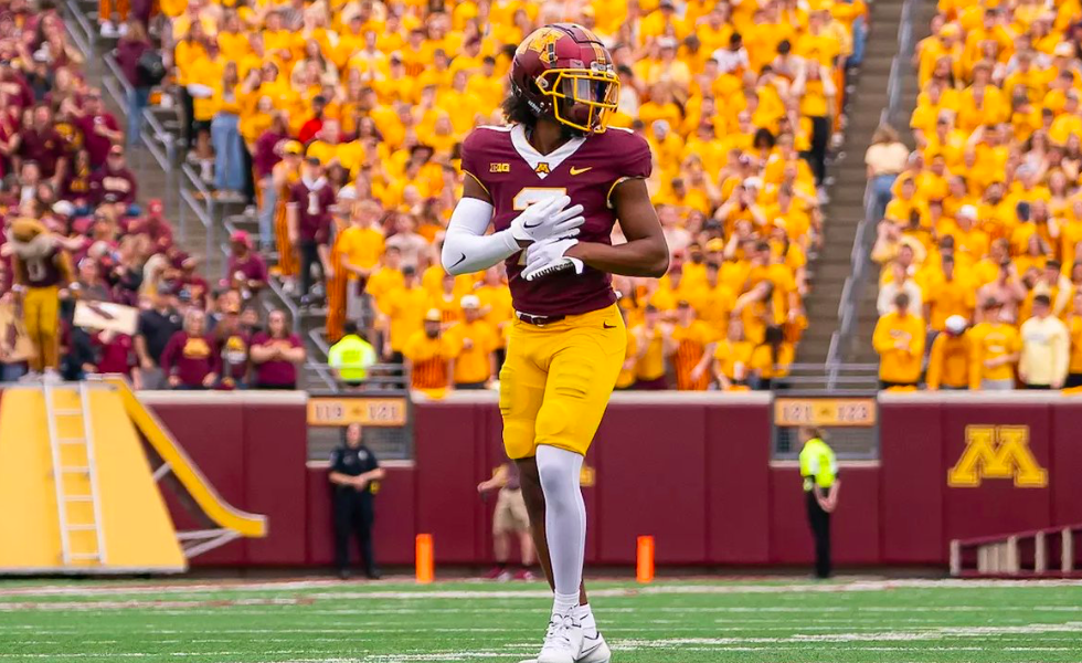 WVU DB Beanie Bishop with Minnesota.