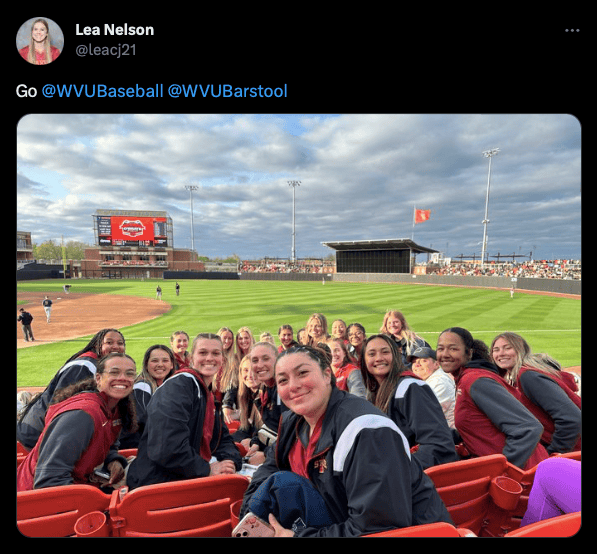 ISU softball team cheers on WVU baseball team
