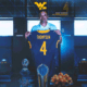 Neal Brown with WVU Football DB recruit Jalon Thompson jersey
