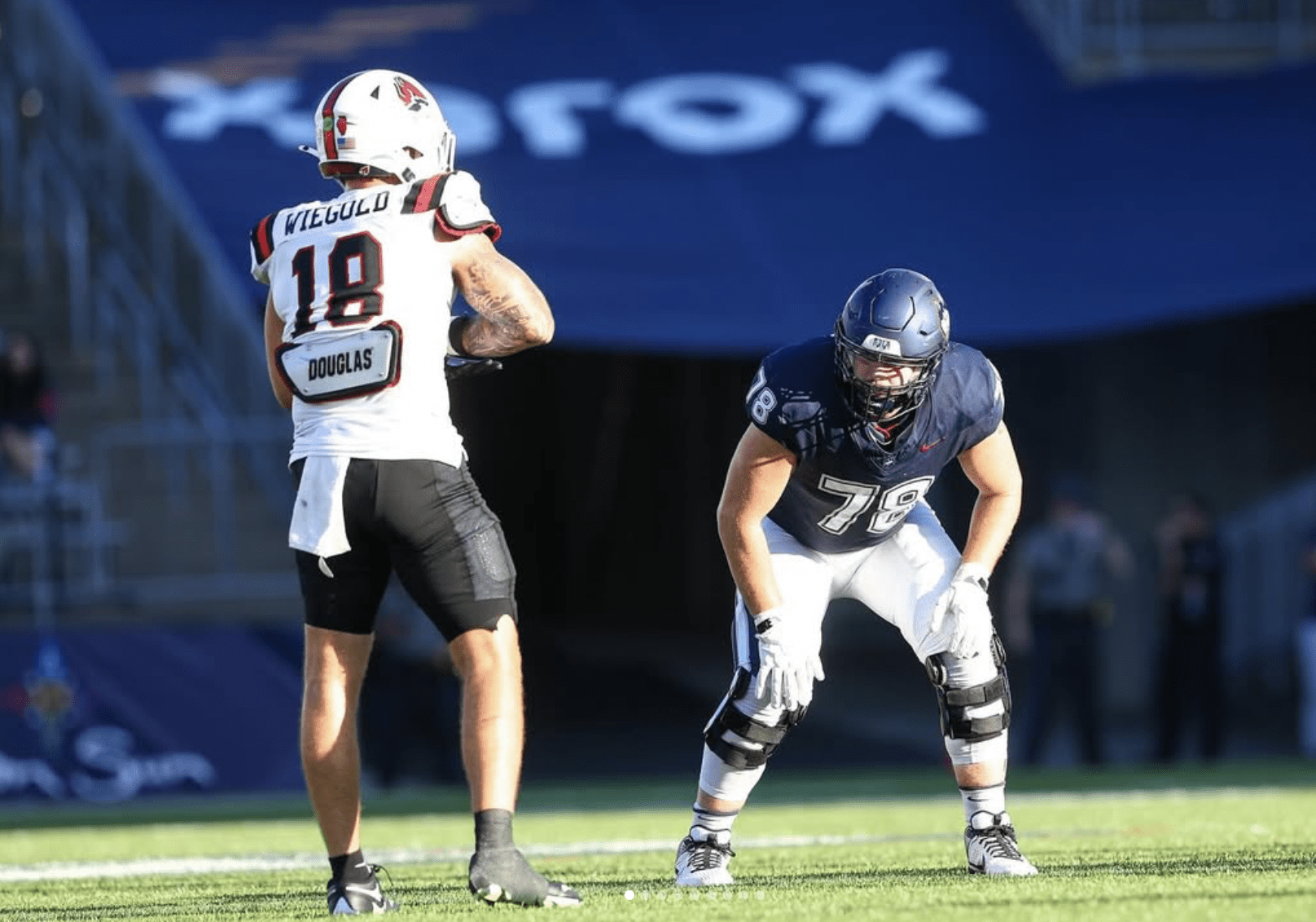 WVU Football OL Carsten Casady with UConn