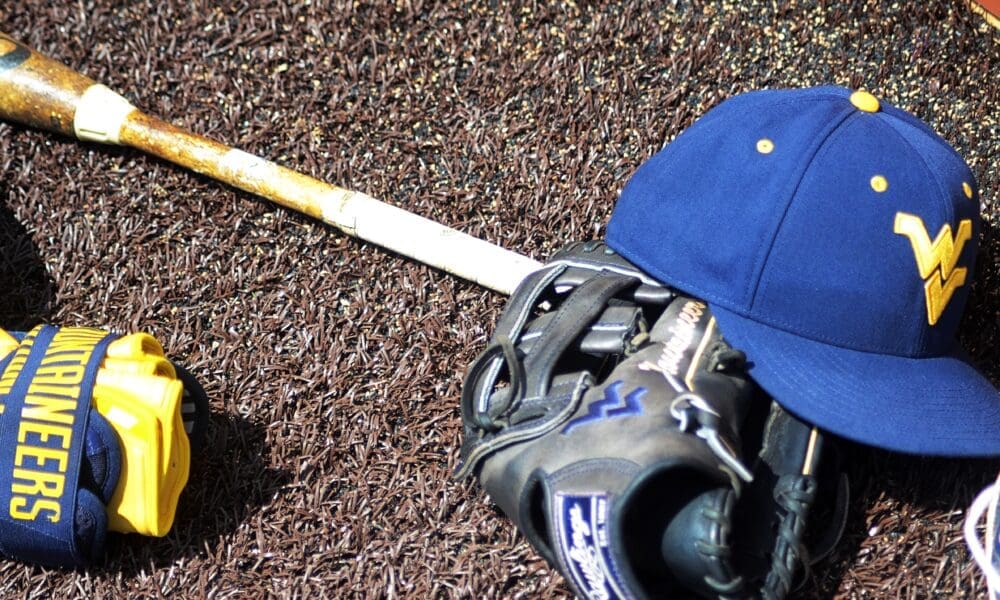 WVU baseball equipment lays on the warning track at North Carolina's Boshamer Stadium on Thursday, June 6, 2024. (Mitchell Northam, WV Sports Now)