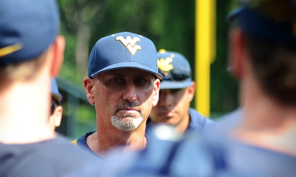 WVU baseball coach Randy Mazey at North Carolina's Boshamer Stadium on Thursday, June 6, 2024, ahead of playing UNC in the NCAA Tournament Super Regionals. (Mitchell Northam, WV Sports Now)
