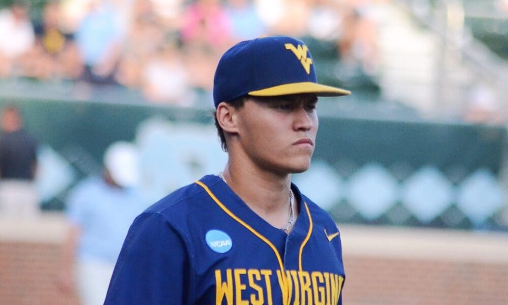 JJ Wetherholt looks on as WVU played against North Carolina on June 8, 2024, in the Super Regionals of the NCAA Tournament at Boshamer Stadium in Chapel Hill, N.C. (Mitchell Northam / WV Sports Now)