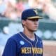 JJ Wetherholt looks on as WVU played against North Carolina on June 8, 2024, in the Super Regionals of the NCAA Tournament at Boshamer Stadium in Chapel Hill, N.C. (Mitchell Northam / WV Sports Now)