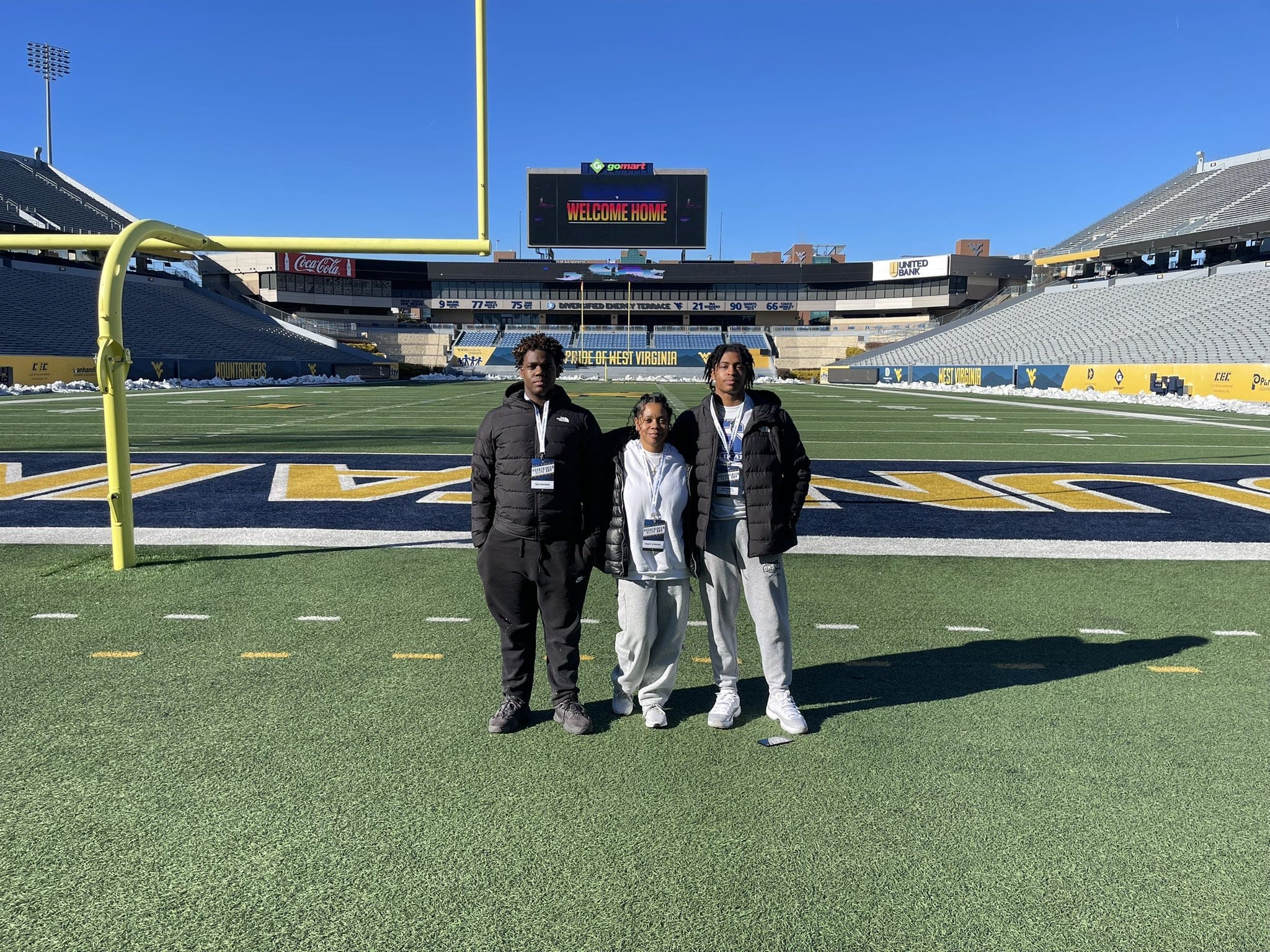 WVU Football recruit Taj Powell on field at Milan Puskar Stadium
