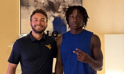 WVU Football QB Coach Rhett Rodriguez with Andre Phillip