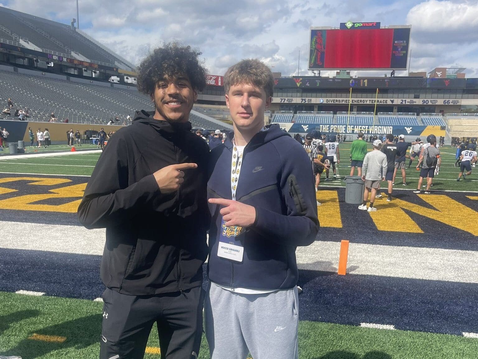 WVU Football TE Jacob Barrick and Rocco Griguoli