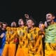 WVU soccer celebrating