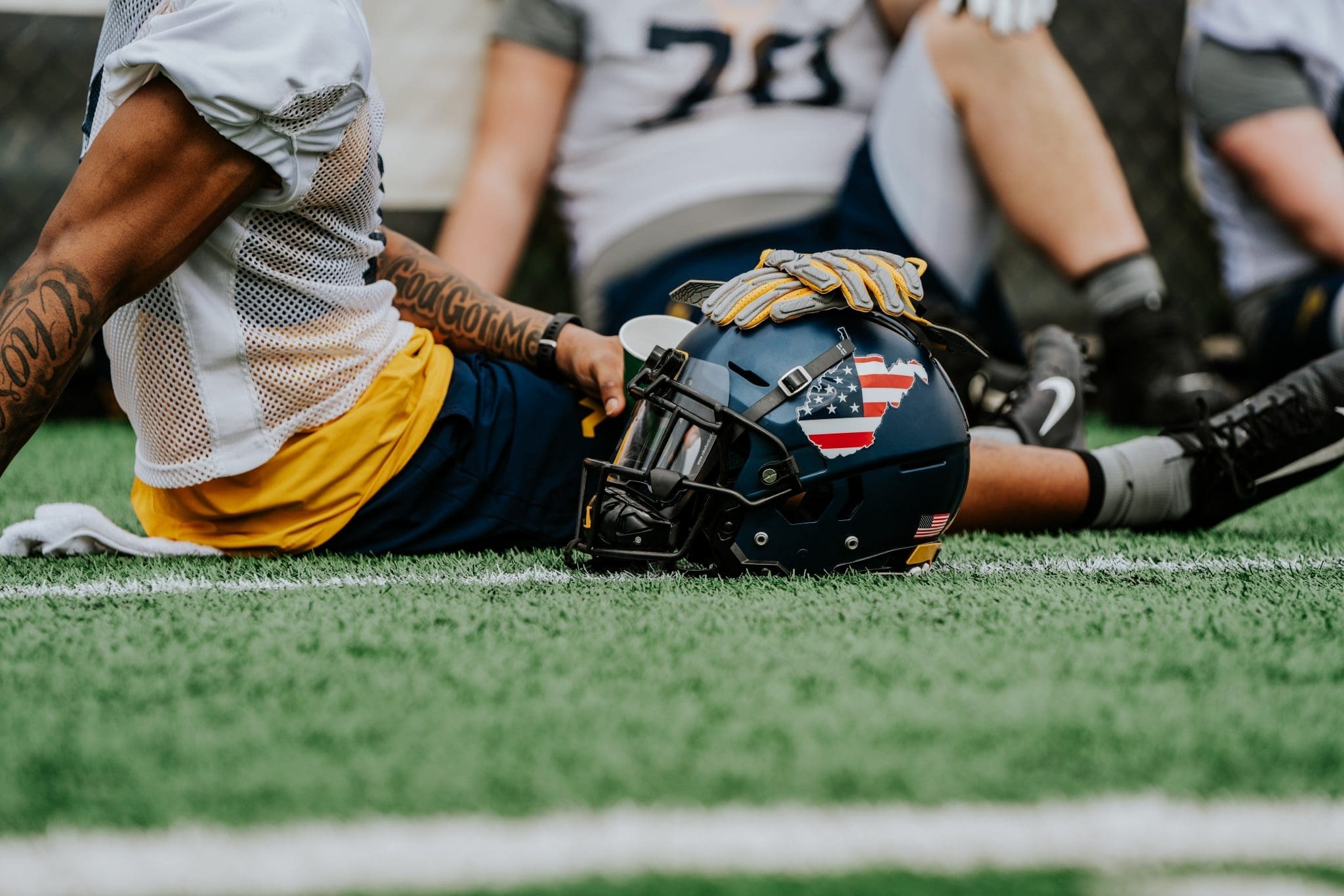 WVU football US flag helmet