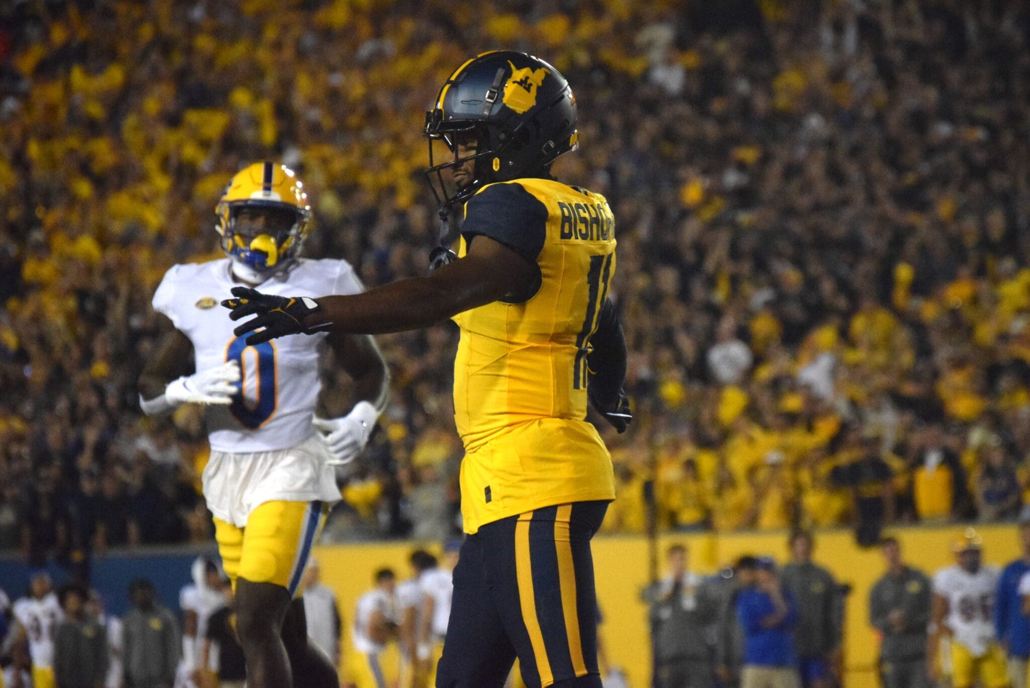 WVU Football Beanie Bishop Jr. against Pitt