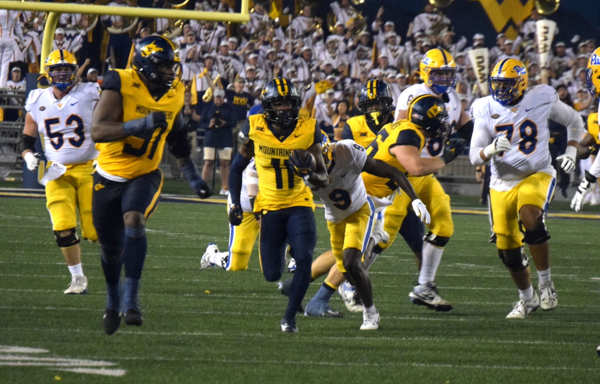 WVU Football DB Beanie Bishop against Pitt