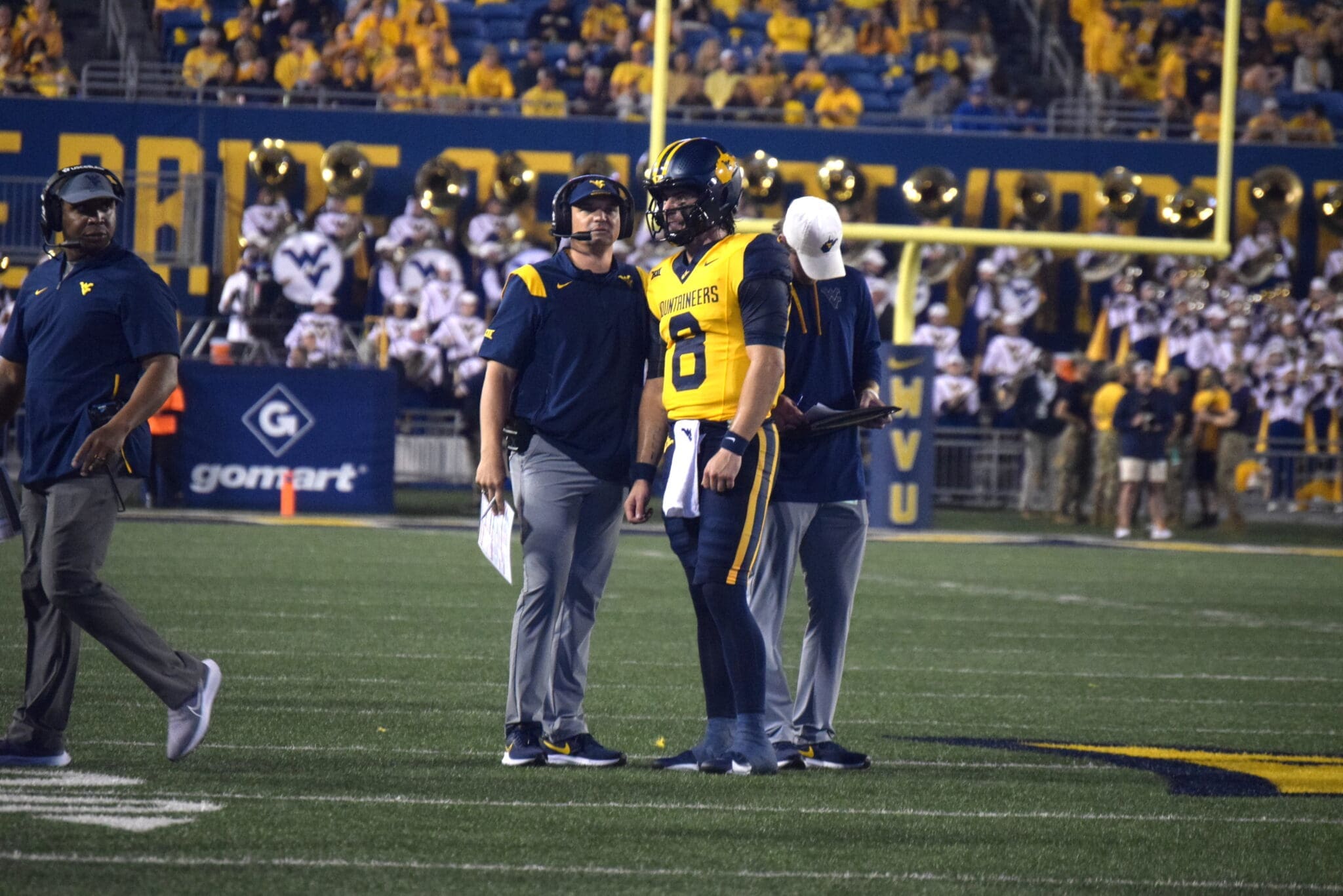 WVU Football HC Neal Brown and QB Nicco Marchiol