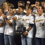 WVU Baseball with Big 12 trophy