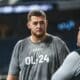 Former WVU OL Wyatt Milum at Big 12 Pro Day