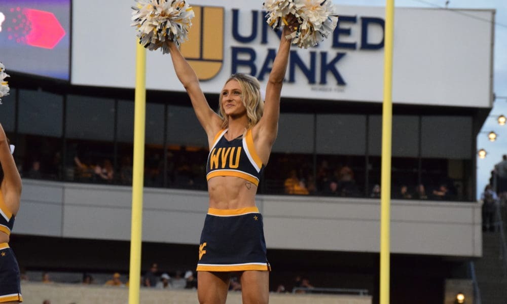 WVU cheerleader at football game
