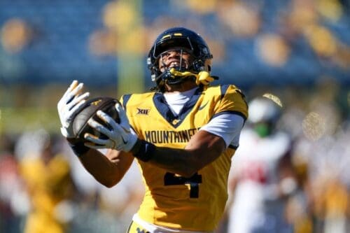 WVU Football WR Cam Vaughn catches a touchdown against RMU